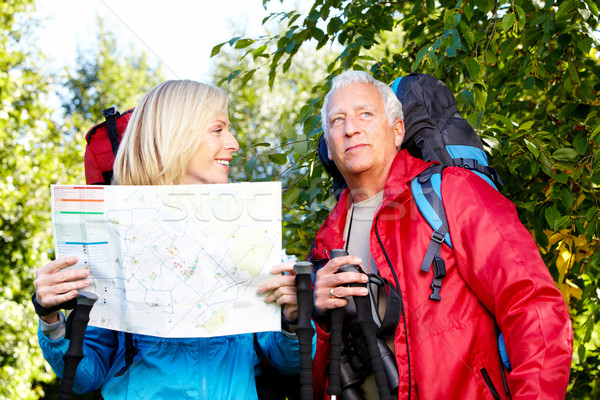 Glücklich Wandern Park Frau Sport Stock foto © Kurhan