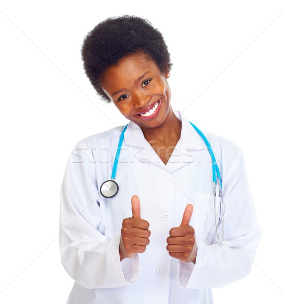 Happy African doctor woman. Stock photo © Kurhan