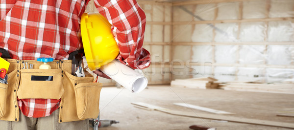 Muncitor in constructii instrument centură om muncă Imagine de stoc © Kurhan