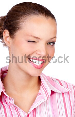 Business woman wink Stock photo © Kurhan