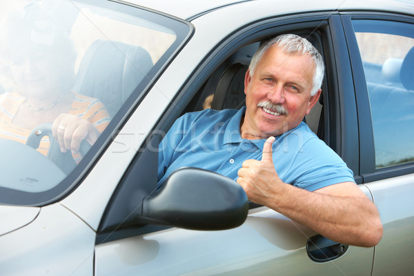 Idős idős férfi mosolyog boldog új autó Stock fotó © Kurhan