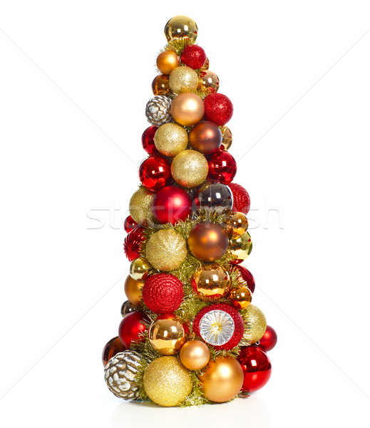Stock fotó: Karácsonyfa · dekoráció · izolált · fehér · karácsony · girland