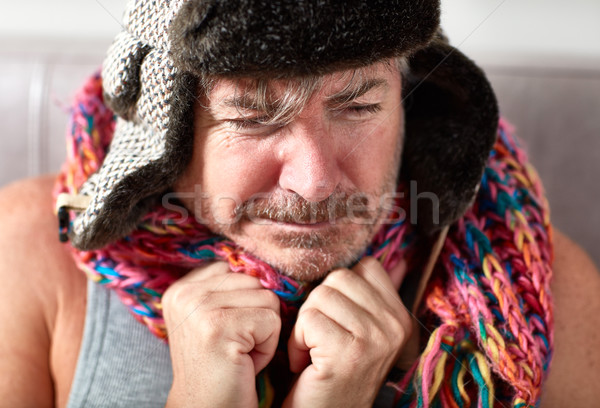 Stock photo: Sick man in bed