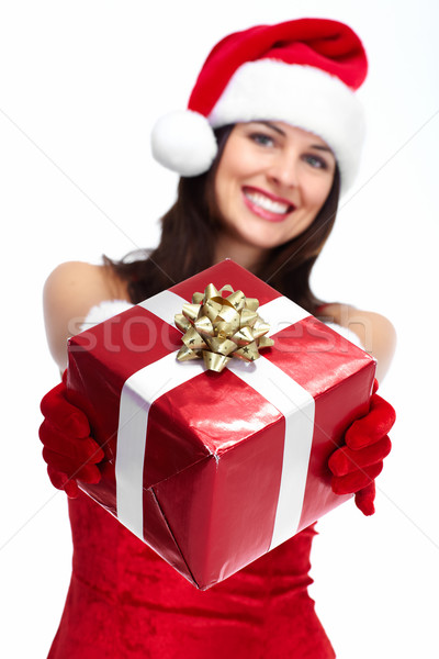 Stockfoto: Helper · christmas · meisje · aanwezig · mooie