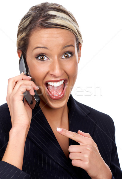 ビジネス女性 小さな 呼び出し 携帯電話 手 笑顔 ストックフォト © Kurhan