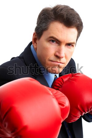 Biznesmen bokser przystojny odizolowany biały działalności Zdjęcia stock © Kurhan