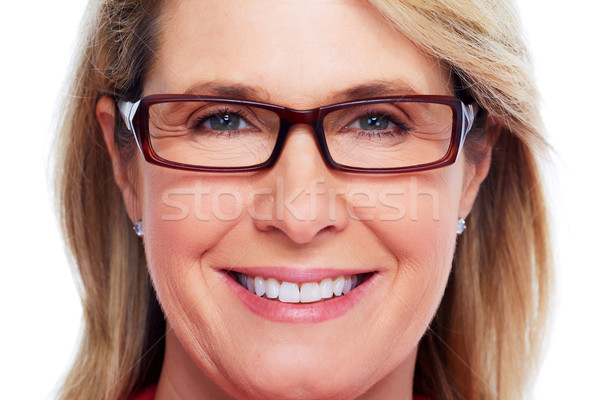 Beautiful elderly lady wearing eyeglasses. Stock photo © Kurhan