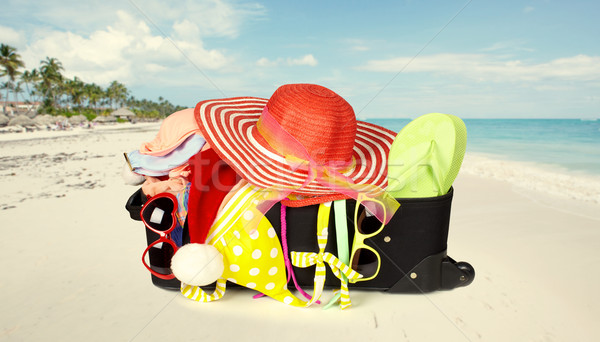 Suitcase with bikini and sunglasses. Stock photo © Kurhan