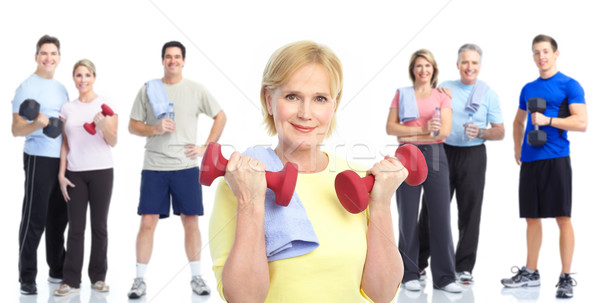 Fitnessstudio Fitness lächelnd Menschen weiß Stock foto © Kurhan