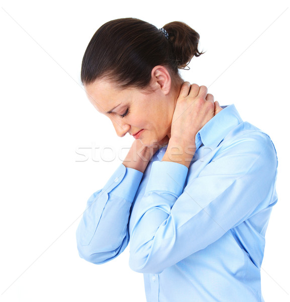 Stressz fiatal nő fej fájdalom nő kéz Stock fotó © Kurhan
