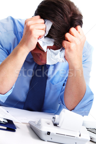 Könyvelő üzletember stressz izolált fehér férfi Stock fotó © Kurhan