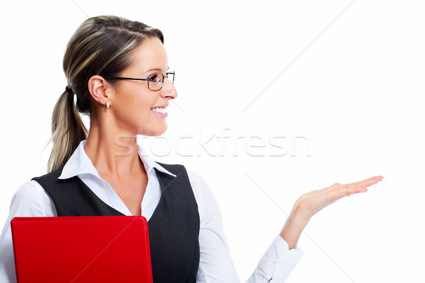 Business woman lächelnd isoliert weiß Business Hände Stock foto © Kurhan
