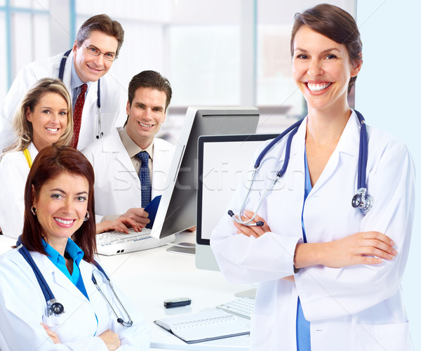 Medizinischen Ärzte lächelnd Arbeit Gesundheit Hintergrund Stock foto © Kurhan