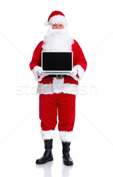ストックフォト: サンタクロース · 幸せ · 伝統的な · ラップトップコンピュータ · クリスマス · 孤立した