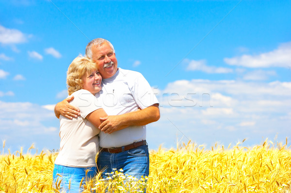 Ouderen paar glimlachend gelukkig outdoor familie Stockfoto © Kurhan