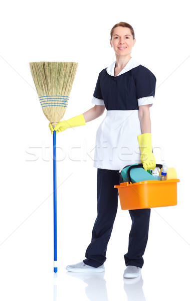 Hausfrau Hausmädchen sauberer isoliert weiß Service Stock foto © Kurhan