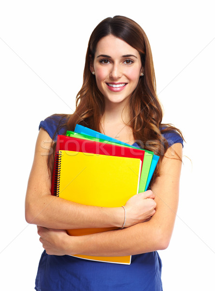Jonge vrouw student boek geïsoleerd witte vrouw Stockfoto © Kurhan