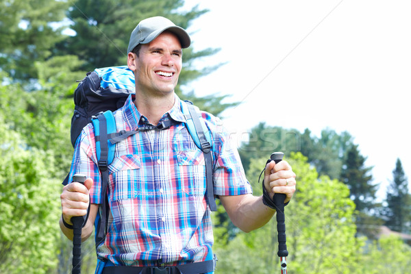 Wandern Menschen Mann Trekking Wald Sport Stock foto © Kurhan