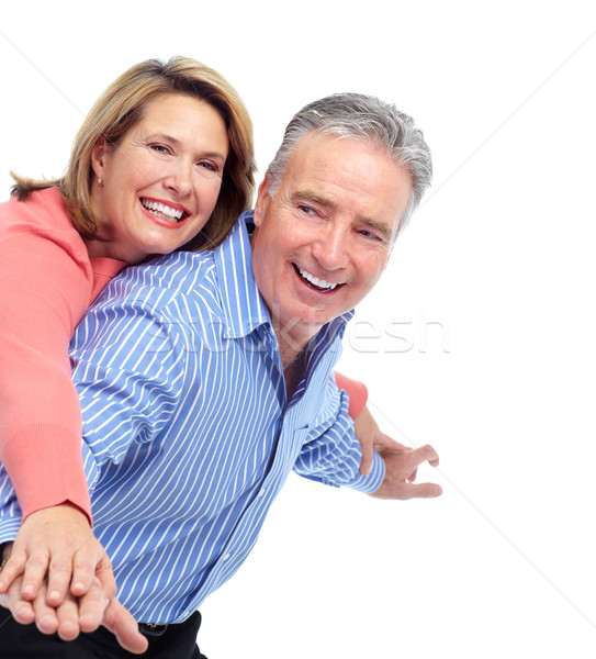 Fericit vârstnici cuplu dragoste izolat Imagine de stoc © Kurhan