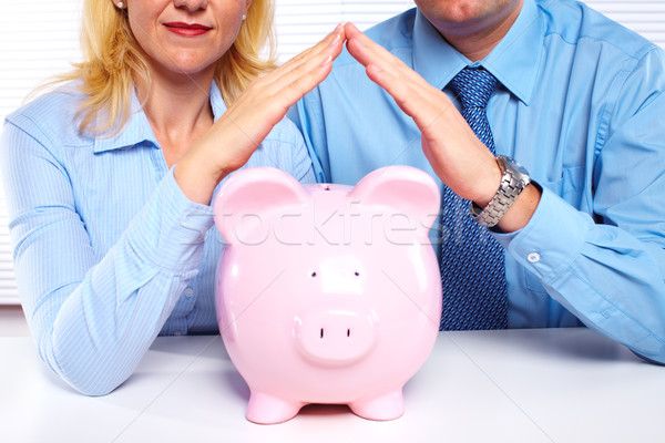 Zdjęcia stock: Para · banku · piggy · oszczędność · ceny · biuro · człowiek