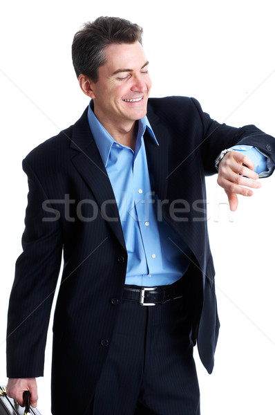 Pünktlich Geschäftsmann gut aussehend schauen ansehen glücklich Stock foto © Kurhan