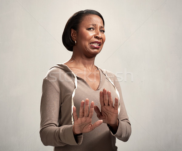 Disgusto african american donna disgustoso faccia mano Foto d'archivio © Kurhan