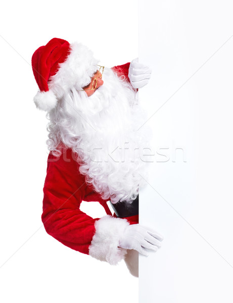Mos craciun steag fericit Crăciun izolat alb Imagine de stoc © Kurhan