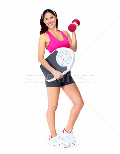 Jóvenes hermosa mujer de la aptitud aislado blanco mujer Foto stock © Kurhan