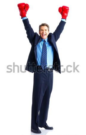 Foto stock: Empresário · boxeador · bonito · isolado · branco · negócio