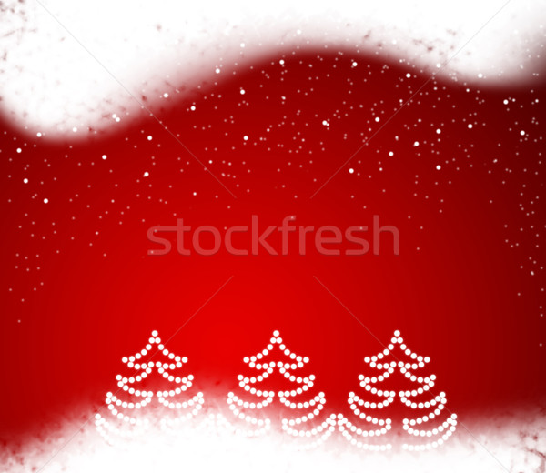 Рождества красный дерево снега фон белый Сток-фото © Kurhan