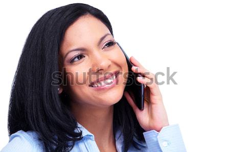 Foto stock: Mujer · llamando · teléfono · jóvenes · hispanos · mujer · de · negocios