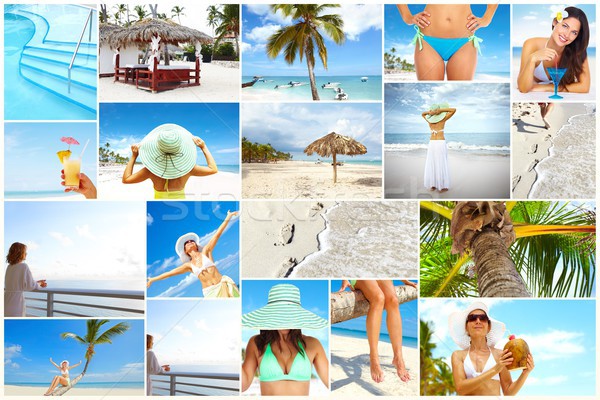 Stock photo: Exotic luxury resort collage.