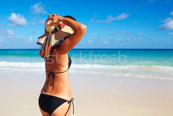 Back of Woman in bikini on the beach. Stock photo © Kurhan