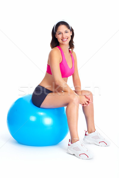 Jonge mooie fitness vrouw geïsoleerd witte vrouw Stockfoto © Kurhan