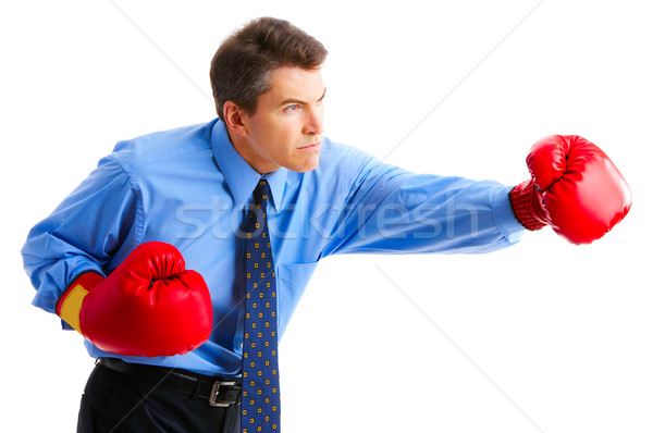 üzletember jóképű boxoló izolált fehér üzlet Stock fotó © Kurhan