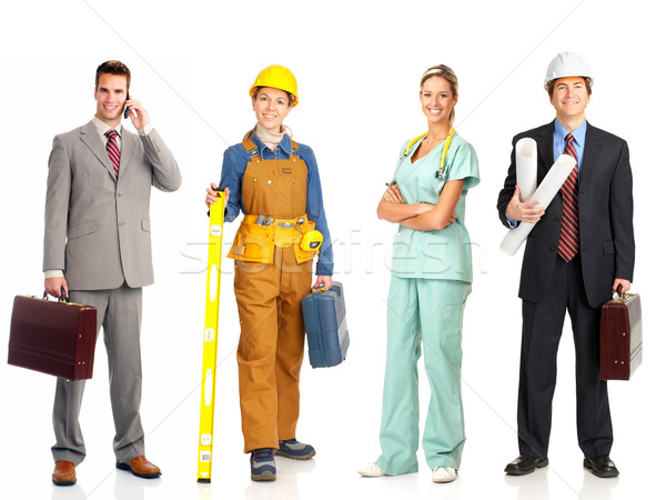 Foto stock: Trabajadores · empresario · constructor · enfermera · arquitecto · aislado