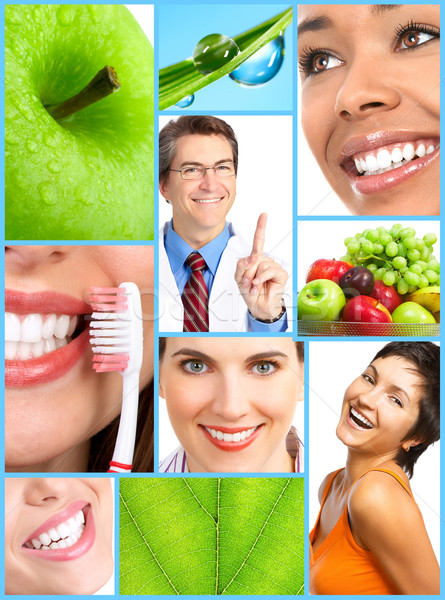 Glückliche Menschen lächelnd Menschen gesunden Zähne Stock foto © Kurhan