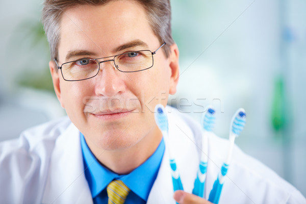 Dentysta szczęśliwy zdrowia tle szpitala muzyka Zdjęcia stock © Kurhan