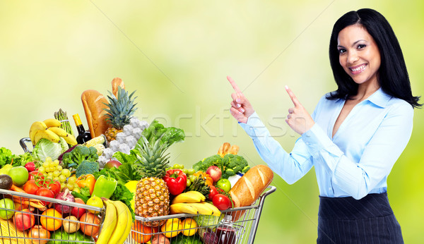 アジア 女性 食料品 ショッピングカート 果物 野菜 ストックフォト © Kurhan