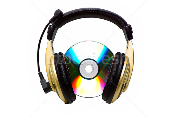 Cd and a golden headphone.  Stock photo © Kurhan