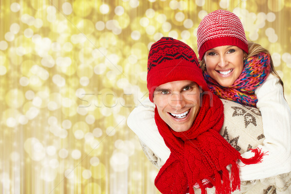 Glücklich lächelnd Paar Weihnachten Frau Stock foto © Kurhan