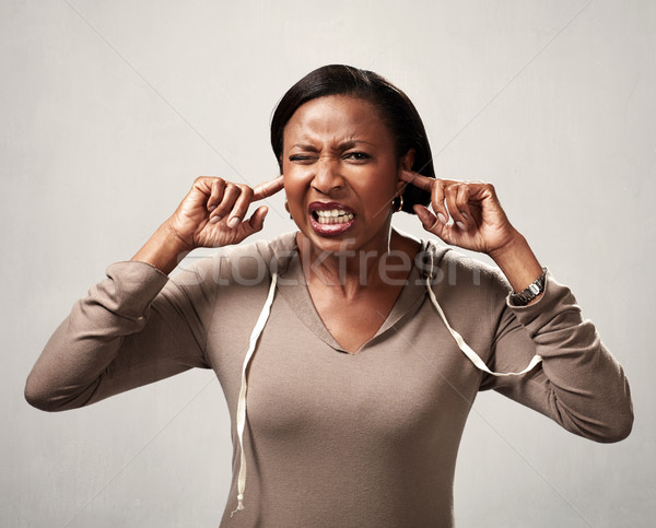 Stock photo: Black woman hearing anything