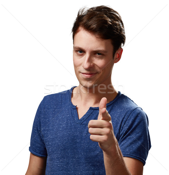 Stock photo: Man pointing to the camera