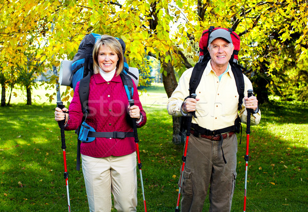 Stockfoto: Wandelen · gelukkig · trekking · familie · man