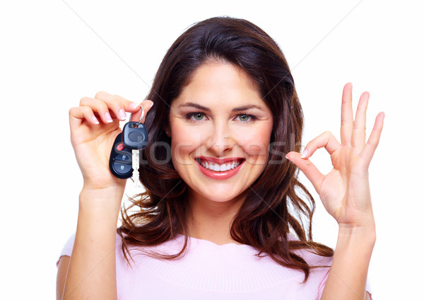 Femme clés de voiture isolé blanche affaires fille [[stock_photo]] © Kurhan