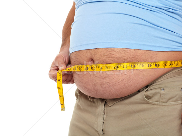 Dicker Mann groß Bauch halten Maßband Gewichtsverlust Stock foto © Kurhan