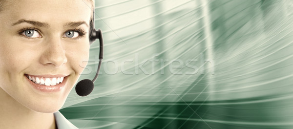 Centro de llamadas helpdesk hermosa mujer de negocios auricular Foto stock © Kurhan