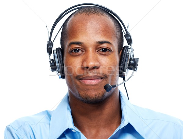 Afro-amerikaanse man geïsoleerd witte gezicht technologie Stockfoto © Kurhan