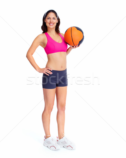 Jóvenes hermosa mujer de la aptitud aislado blanco mujer Foto stock © Kurhan