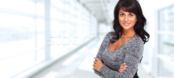 Mooie asian zakenvrouw jonge Blauw kantoor Stockfoto © Kurhan